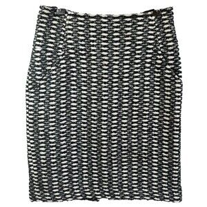 Eccoci Womens Black & White Textured Tweed Knee Length Pockets Pencil Skirt Sz 4